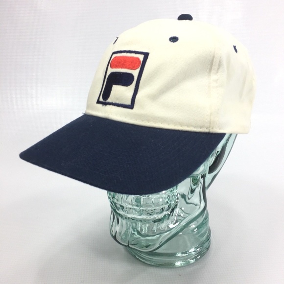 Vintage Other - FILA Big F Logo VTG Strapback Hat Beige Vintage